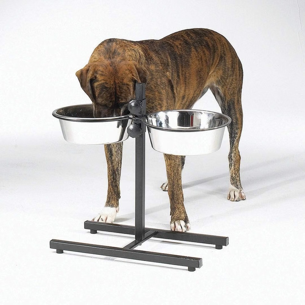 ProSelect Metal Adjustable Elevated Dog 5 Qt Bowls Raised Pet Feeding Station